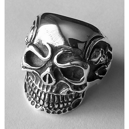 Skull ring biker mens 925 sterling silver heavy big massive