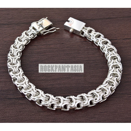 Sterling silver mens bracelet chain byzantine woven