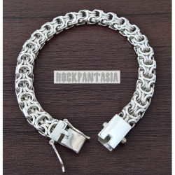 Sterling silver mens bracelet chain byzantine woven