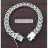 Sterling silver mens bracelet chain byzantine woven