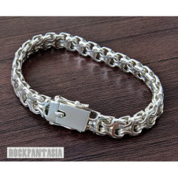 Sterling silver mens bracelet chain byzantine woven
