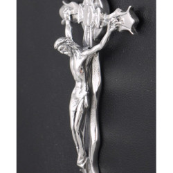 Crucifix Jesus Cross pendant 925 sterling silver men catholic big heavy inri