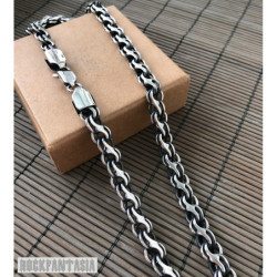 Sterling silver chan necklace mens heavy wide woven