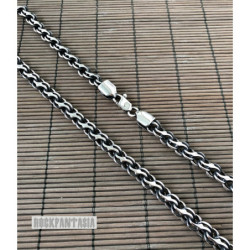 Sterling silver chan necklace mens heavy wide woven