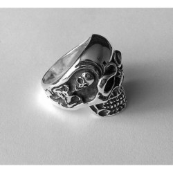 Skull ring biker mens 925 sterling silver heavy big massive