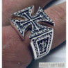 Templar cross ring mens 925 sterling silver, fleur de lis ring gift
