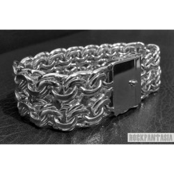 Sterling silver heavy wide chain bracelet mens double byzantine garibaldi