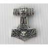 Silver Viking Fenrir Wolf Mjolnir Thors Hammer Pendant. Срібний чоловічий кулон Молот Тора з головою вовка