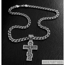 Byzantine sterling silver chain necklace mens with cross pendant orthodox christian set