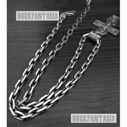 Christian Cross heavy 925 sterling silver Greek orthodox Jesus pendant necklace anchor chain mens set