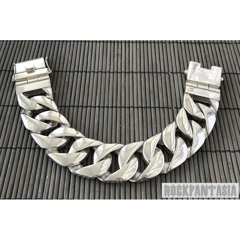 Sterling silver curb cuban bracelet mens heavy wide huge chunky