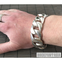 Sterling silver curb cuban bracelet mens heavy wide huge chunky
