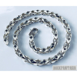 Maltese iron cross necklace 925 sterling silver chain bikes heavy wide