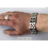 Sterling silver biker cross mens bracelet heavy wide