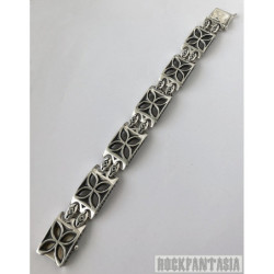 Sterling silver biker cross mens bracelet heavy wide