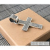 Mens cross pendant solid 925 sterling silver big heavy gift artisan pattern art