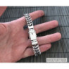 Curb mens bracelet double chain sterling silver woven byzantine wide