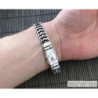 Curb mens bracelet double chain sterling silver woven byzantine wide