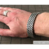 Double curb byzantine bracelet chain sterling silver box heavy huge wide box clasp black oxidized
