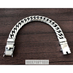 Срібний чоловічий браслет панцерний ромб панцир