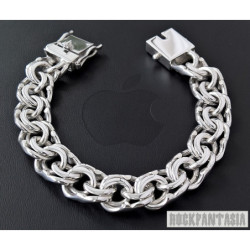 Garibaldi bracelet chain double sterling silver heavy wide bismark