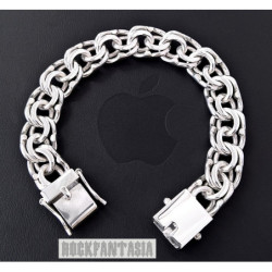 Garibaldi bracelet chain double sterling silver heavy wide bismark