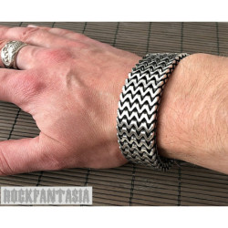 Double curb byzantine bracelet chain sterling silver box heavy wide black oxidized