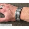 Double curb byzantine bracelet chain sterling silver box heavy wide black oxidized