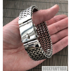 Double curb byzantine bracelet chain sterling silver box heavy wide black oxidized