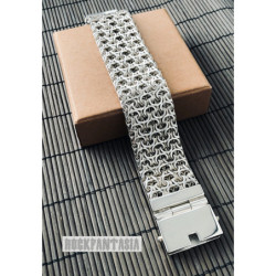 Mens bracelet triple chain sterling silver woven byzantine heavy wide huge box clasp