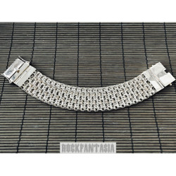 Mens bracelet triple chain sterling silver woven byzantine heavy wide huge box clasp