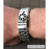 Sun symbol bracelet sterling silver mens double chain byzantine heavy wide box clasp