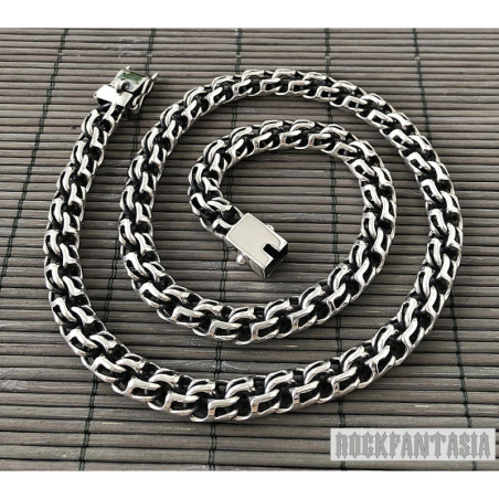 Woven byzantine solid 925 sterling silver necklace chain mens heavy thick round garibaldi bismark