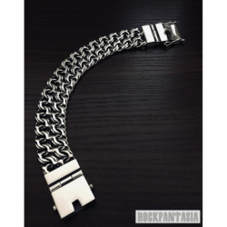 Byzantine bracelet double chain solid sterling silver woven heavy wide box clasp black oxidized