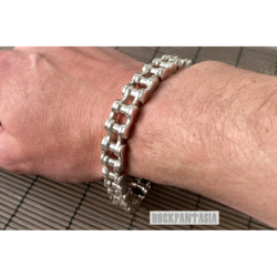 Motorcycle chain bracelet men solid 925 sterling silver biker heavy