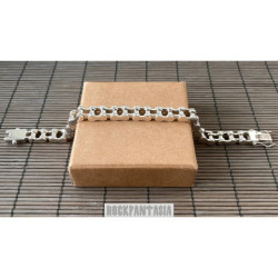 Motorcycle chain bracelet men solid 925 sterling silver biker heavy