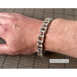 Motorcycle chain bracelet men solid 925 sterling silver biker heavy