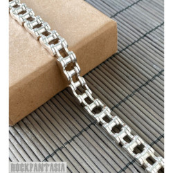 Motorcycle chain bracelet men solid 925 sterling silver biker heavy
