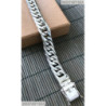 Double curb mens bracelet chain solid 925 sterling silver heavy wide box clasp