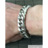 Double curb mens bracelet chain solid 925 sterling silver heavy wide box clasp