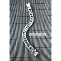 Double curb mens bracelet chain solid 925 sterling silver heavy wide box clasp