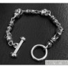 Skull biker mens 925 sterling silver bracelet heavy wide chain