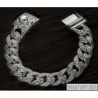 Curb cuban bracelet sterling silver mens skull clasp flower design