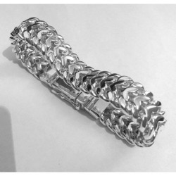 Double curb bracelet chain mens sterling silver woven byzantine  wide