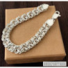 Woven byzantine solid 925 sterling silver bracelet chain mens heavy garibaldi bismark