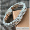 Double curb byzantine bracelet chain sterling silver box heavy huge wide