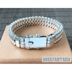Double curb byzantine bracelet chain sterling silver box heavy huge wide