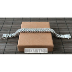 Double curb byzantine bracelet chain sterling silver box heavy huge wide