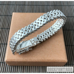 Double curb byzantine bracelet chain sterling silver box heavy huge wide