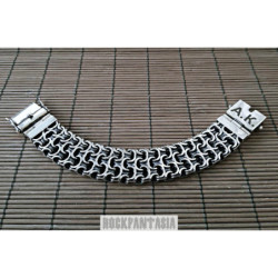 Kardinal bracelet sterling silver heavy wide. Engraving initials mens sterling silver bracelet id